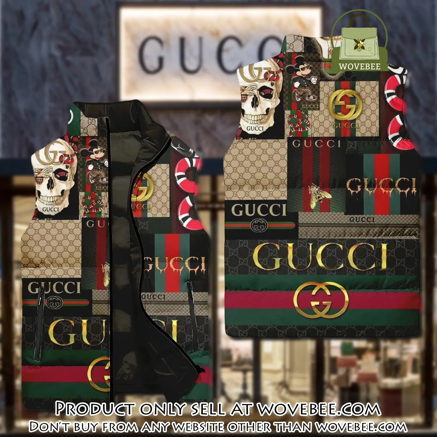 Gucci all pattern luxury brand 3d sleeveless down jacket wvb1056898